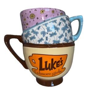 Gilmore Girls Luke's Diner Dragonfly Inn Luke’s Stacked Coffee Cups Cup Mug NEW